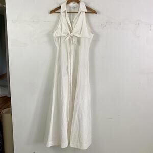 EUDON CHOI white collared button down midaxi dress sz M